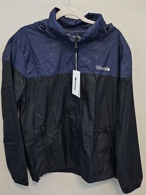 Wanted Two-Tone Navy and Black Hooded Windbreaker